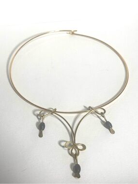 Elven Fairycore Collar Choker Necklace Gold Tone Blue Accent Beads Boho